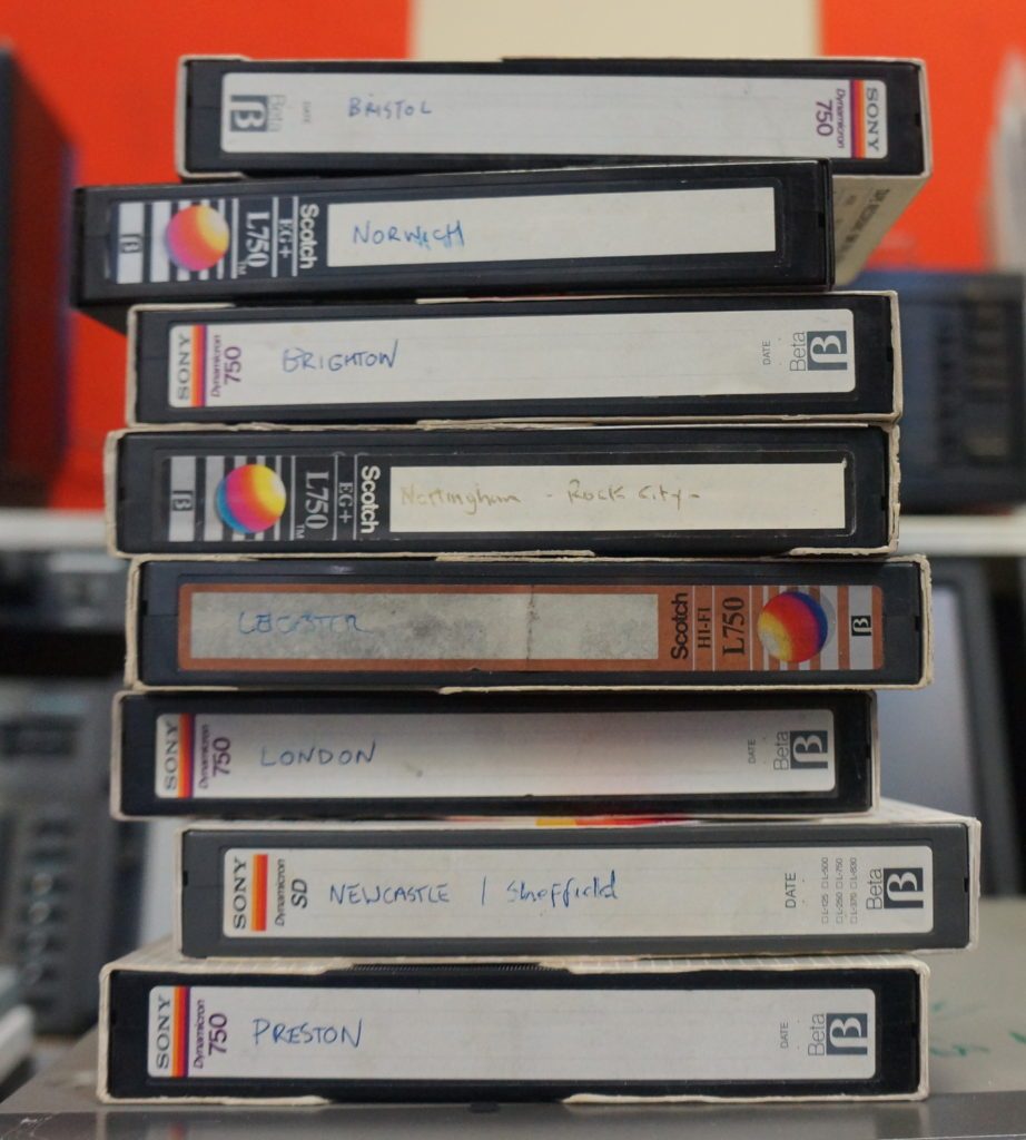 A stack of Betamax PCM recordings of a Deacon Blue tour in 1988