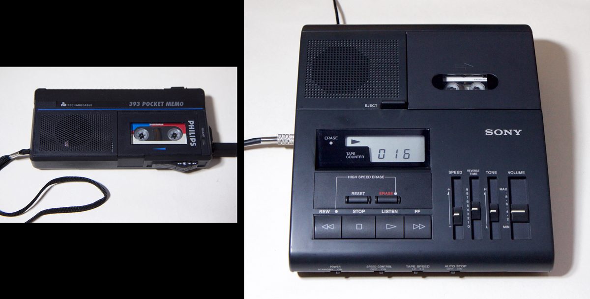 Digitise dictation tapes: Microcassette, Minicassette, Steno-Cassette