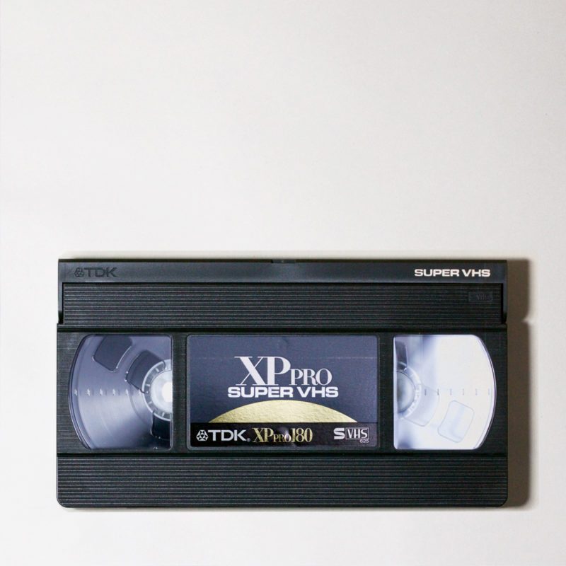 dark grey rectangular video cassette printed: TDK XP PRO Super VHS 180