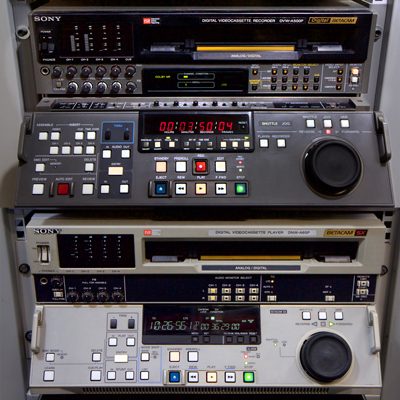 2 large rack-mounted Digital Betacam recorders with control panels