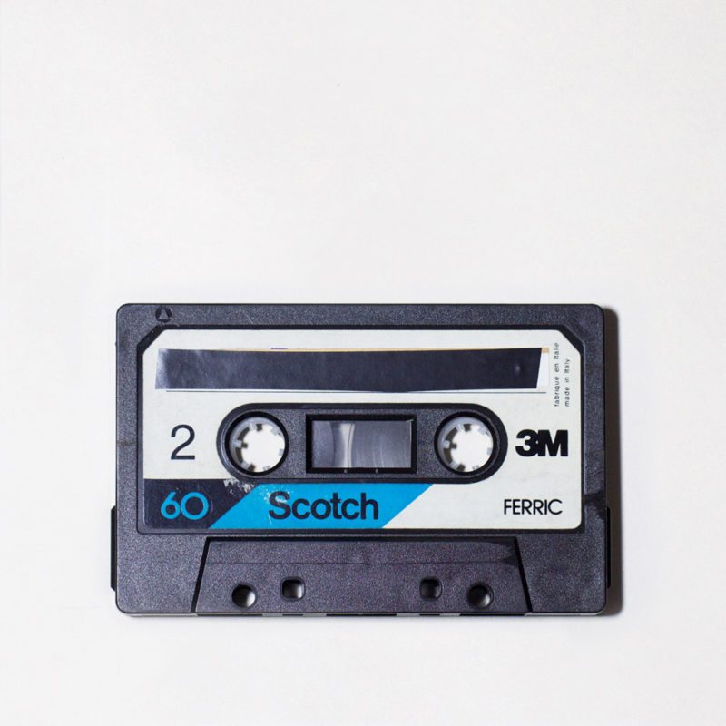 rectangular black plastic compact cassette labelled Scotch Ferric