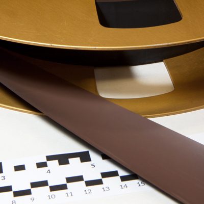 brown magnetic side of 2 inch quad video tape