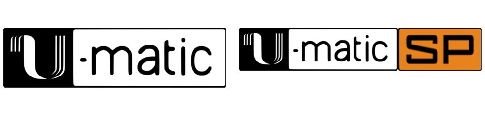 Black and white graphic U-matic logo / Black white and orange graphic U-matic SP logo